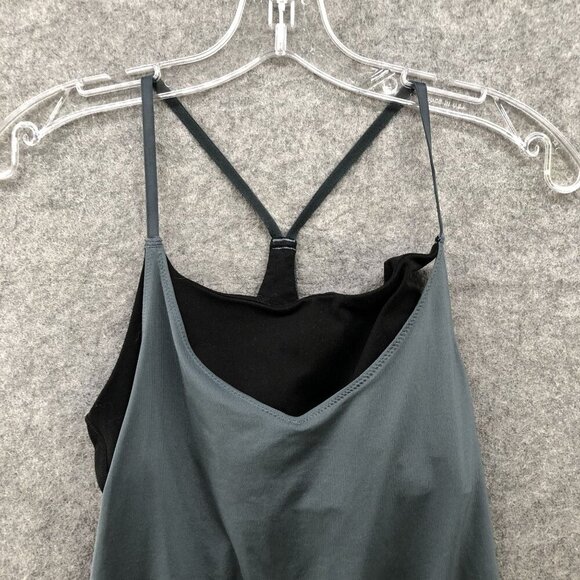 Gap Fit Active Tank Top Womens S Built In Bra Layered Cinch Hem Gray Black - Picture 3 of 9